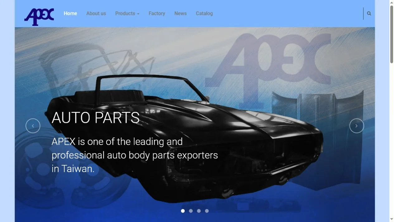 APEX AUTO PARTS 首頁畫面