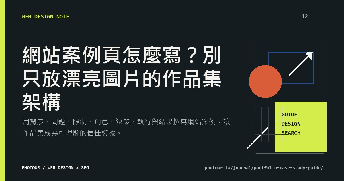 網站案例頁怎麼寫？別只放漂亮圖片的作品集架構重點摘要圖